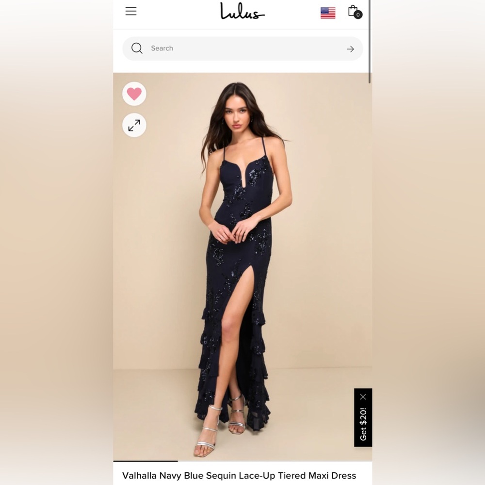 COPY - Lulus - Navy Blue Sequin Lace-Up Tiered Maxi Dress - size: L